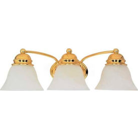 Empire 3 Light - 21" - Vanity with Alabaster Glass Bell Shades - Polished Brass view 2