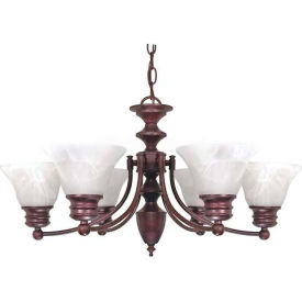 Nuvo 60/358 Empire-6 Light Chandelier Alabaster Bell Old Bronze 26""W X 14""H