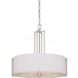 60/4756 Gemini-4 Light Pendant, Slate Gray Fabric Shade, Brushed Nickel, 23.5"W X 22.875"H view 2