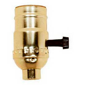 Satco Products Inc 80/1004 Satco 80-1004 3 Way (2 Circuit) Turn Knob Socket w/Removable Knob  1/4 IPS - Brite Gilt image.