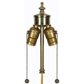 Satco Products Inc 80/1764 Satco 80-1764 2 Light Pull Chain Cluster w/ Solid Antique Brass Socket image.