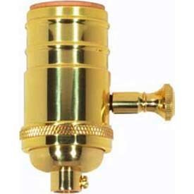 Satco 80-1795 150W Full Range Turn Knob 4pc. Dimmer Socket - Polished Brass  1/4 IPS