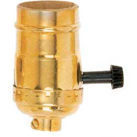 Satco Products Inc 90/1672 Satco 90-1672 3 Terminal (2 Circuit) Turn Knob Socket w/Removable Knob  1/8 IPS - Polished Brass image.