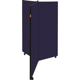 Screenflex Partitions CDS603-DV 3 Panel Display Tower, 59"H, Fabric - Navy image.