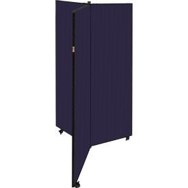 Screenflex Partitions CDS683-DV 3 Panel Display Tower, 65"H, Fabric - Navy image.