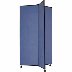 Screenflex Partitions DS603-DB 3 Panel Display Tower, 59"H, Fabric - Lake image.
