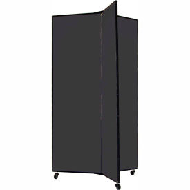 Screenflex Partitions DS603-DX 3 Panel Display Tower, 59"H, Fabric - Black image.