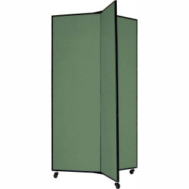Screenflex Partitions DS603-EN 3 Panel Display Tower, 59"H, Fabric - Sea Green image.