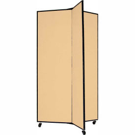 Screenflex Partitions DS603-EW 3 Panel Display Tower, 59"H, Fabric - Sand image.