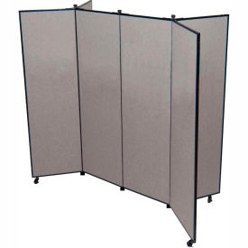 Screenflex Partitions DS606-DG 6 Panel Display Tower, 59"H, Fabric - Stone image.