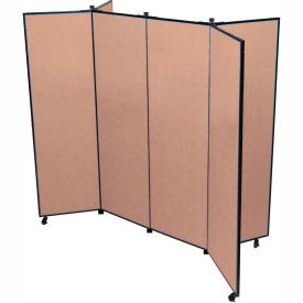 Screenflex Partitions DS606-DO 6 Panel Display Tower, 59"H, Fabric - Walnut image.