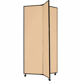 Screenflex Partitions DS683-DW 3 Panel Display Tower, 65"H, Fabric - Desert image.