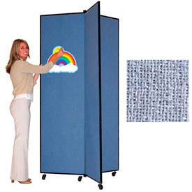 Screenflex Partitions DS683-EB 3 Panel Display Tower, 65"H, Fabric - Summer Blue image.