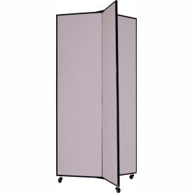 Screenflex Partitions DS683-EG 3 Panel Display Tower, 65"H, Fabric - Grey Smoke image.