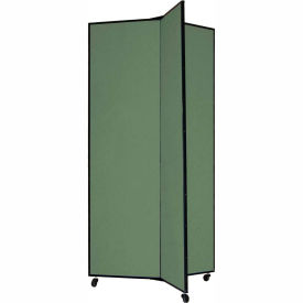 Screenflex Partitions DS683-EN 3 Panel Display Tower, 65"H, Fabric - Sea Green image.