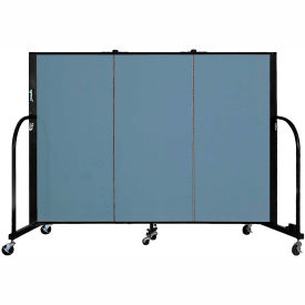Screenflex Partitions FSL403-EB Screenflex 3 Panel Portable Room Divider, 4H x 59"W, Fabric Color Summer Blue image.