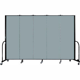 Screenflex Partitions FSL605-EG Screenflex Portable Room Divider - 5 Panel - 6H x 95"W -  Grey Smoke image.