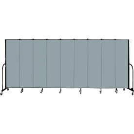 Screenflex Partitions FSL689-EG Screenflex 9 Panel Portable Room Divider, 68"H x 169"W, Fabric Color Grey Stone image.