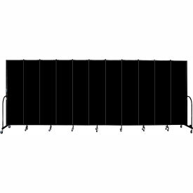 Screenflex Partitions FSL7411-DX Screenflex 11 Panel Portable Room Divider, 74"H x 205"W, Fabric Color Charcoal Black image.