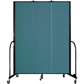 Screenflex Partitions FSL743-DB Screenflex 3 Panel Portable Room Divider, 74"H x 59"W, Fabric Color Lake image.