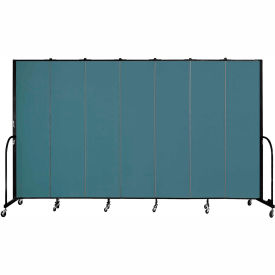 Screenflex Partitions FSL747-DB Screenflex 7 Panel Portable Room Divider, 74"H x 131"W, Fabric Color Lake image.