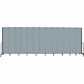 Screenflex Partitions FSL8013-EG Screenflex 13 Panel Portable Room Divider, 8H x 241"W, Fabric Color Grey Stone image.