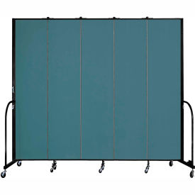 Screenflex Partitions FSL805-DB Screenflex 5 Panel Portable Room Divider, 8H x 95"W, Fabric Color Lake image.