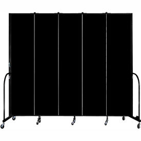 Screenflex Partitions FSL805-DX Screenflex 5 Panel Portable Room Divider, 8H x 95"W, Fabric Color Charcoal Black image.