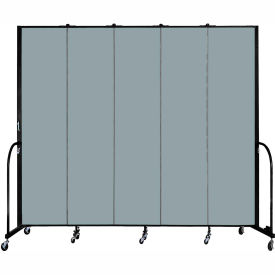 Screenflex Partitions FSL805-EG Screenflex 5 Panel Portable Room Divider, 8H x 95"W, Fabric Color Grey Stone image.