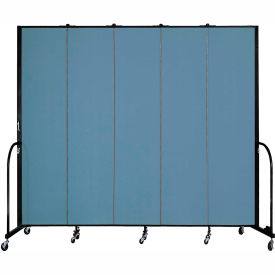 Screenflex Partitions FSL805-SB Screenflex 5 Panel Portable Room Divider, 8H x 95"W, Fabric Color Blue image.