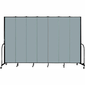 Screenflex Partitions FSL807-EG Screenflex 7 Panel Portable Room Divider, 8H x 131"W, Fabric Color Grey Stone image.
