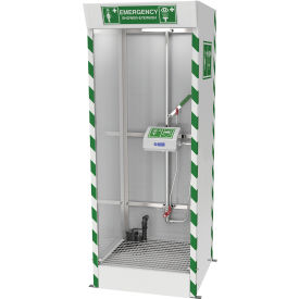 Hughes® Emergency Cubicle Shower w/ Covered ABS Eye Face Wash & Sump Pump 120V Floor Mount