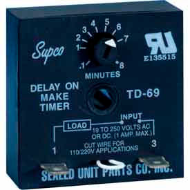 Sealed Unit Parts Co., Inc TD69 Supco Td69 Time Delay - 19 To 250 Vac/Vdc image.