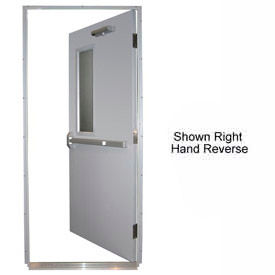 Securall  A&A Sheet Metal Products HDQM16-36X84-1.5-RRH Securall® 16G 36"W x 84"H 1.5 Hour Fire Rated Quick-Mount Door - 4" x 25" Window LH Reverse image.