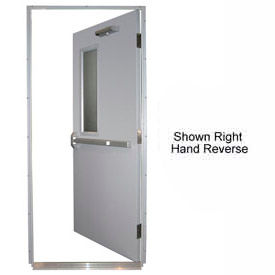 Securall  A&A Sheet Metal Products HDQM18-36X80-1.5-RRH Securall® 18G 36"W x 80"H 1.5 Hour Fire Rated Quick-Mount Door - 4" x 25" Window LH Reverse image.