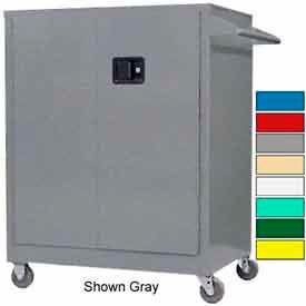 Securall  A&A Sheet Metal Products SW242Blue Securall® Self-Latch Mobile Counter High Industrial Cabinet Blue image.