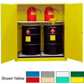 Securall  A&A Sheet Metal Products V1110Gray Securall® Flammable Drum Cabinet w/ Rollers & Doors, 120 Gal. Cap., 56"W x 31"D x 65"H, Gray image.