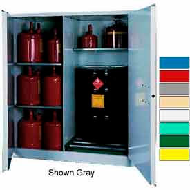 Securall  A&A Sheet Metal Products V1500Ag Green Securall® Drum Cabinet 115 Gal. Capacity Vertical Manual Close Flammable W/ Drum Rollers image.