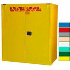 Securall  A&A Sheet Metal Products V3110Yellow Securall® Flammable Drum Cabinet w/ Rollers & Doors, 120 Gal. Cap., 56"W x 31"D x 67"H, Yellow image.