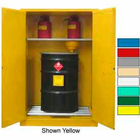 Securall  A&A Sheet Metal Products V375Red Securall® Flammable Drum Cabinet w/ Rollers & Doors, 75 Gal. Cap., 43"W x 31"D x 67"H, Red image.