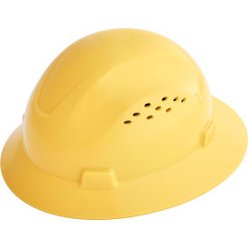 Sellstrom Mfg Co 20821 Jackson Safety Advantage Full Brim Hard Hat, Vented, 4-Pt. Ratchet Suspension, Yellow image.