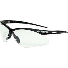 Sellstrom Mfg Co 50000 Jackson Safety SG Safety Glasses with Flexible Nose Piece, Anti-Scratch Clear Lens, Black Frame image.