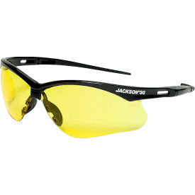 Sellstrom Mfg Co 50003 Jackson Safety SG Safety Glasses with Soft Touch Temples, Anti-Fog, Amber Lens, Black Frame image.
