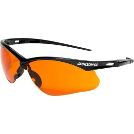 Sellstrom Mfg Co 50005 Jackson Safety SG Safety Glasses with Soft Touch Temples, Anti-Scratch Blue Shield Lens, Black Frame image.