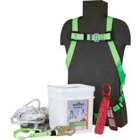 PeakWorks RK6-25 Roofer's Fall Protection Kit - Harness, 3' Shock Absorbing Lanyard, 25' Lifeline