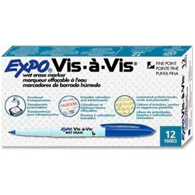 Sanford® Vis-a-Vis Wet-Erase Overhead Transparency Marker Fine Blue Ink Dozen