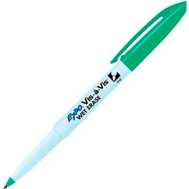 Sandford Ink Corporation 16004 Sanford® Vis-a-Vis Wet-Erase Overhead Transparency Marker, Fine, Green Ink, Dozen image.
