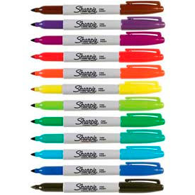 Sandford Ink Corporation 30072 Sharpie® Pen Style Permanent Marker, Fine Point, Assorted Ink, 12/Set image.