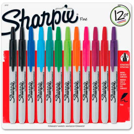 Sharpie® Retractable Permanent Marker Fine Point Assorted Ink 12/Set