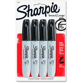 Sandford Ink Corporation 38264PP Sharpie® Permanent Marker, Chisel, Black Ink, 4/Pack image.